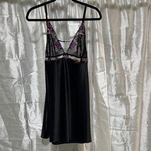 Victoria's Secret Black and Purple Lace Slip